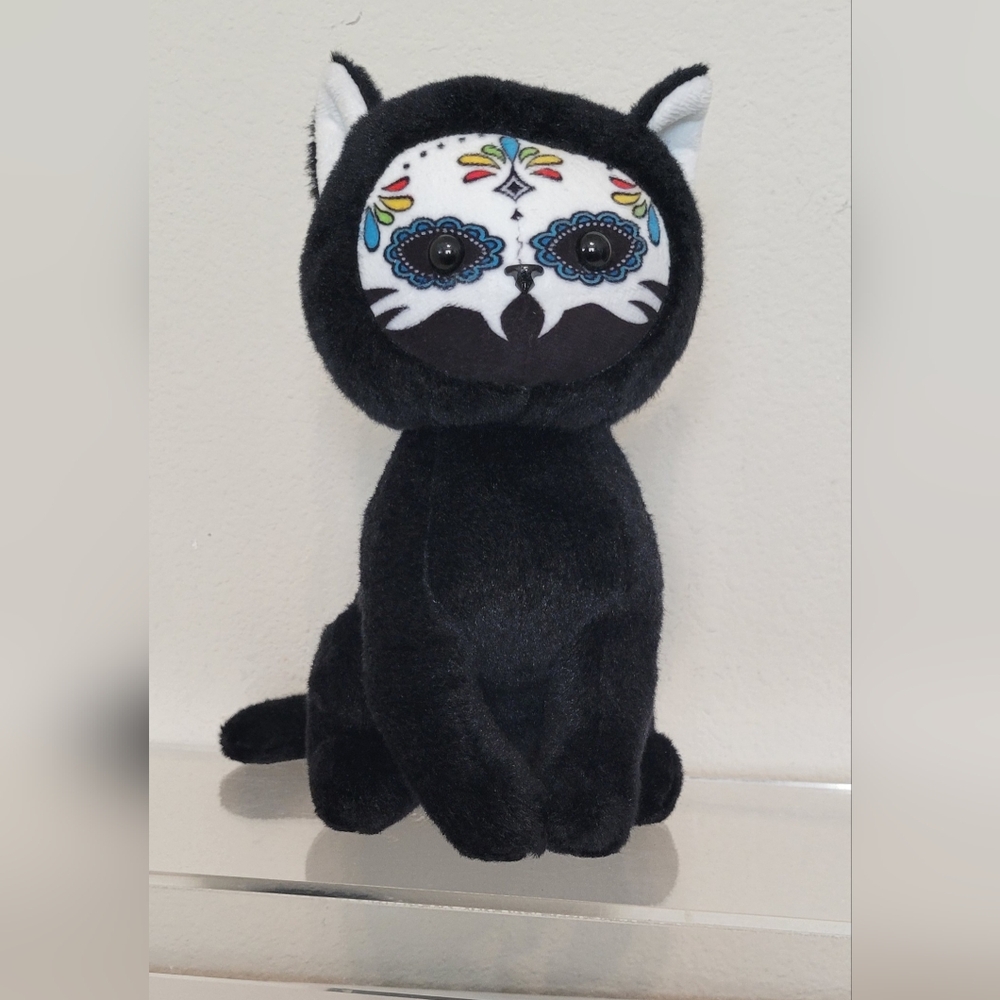 Black Sugar Skull Stuffed Cat Toy